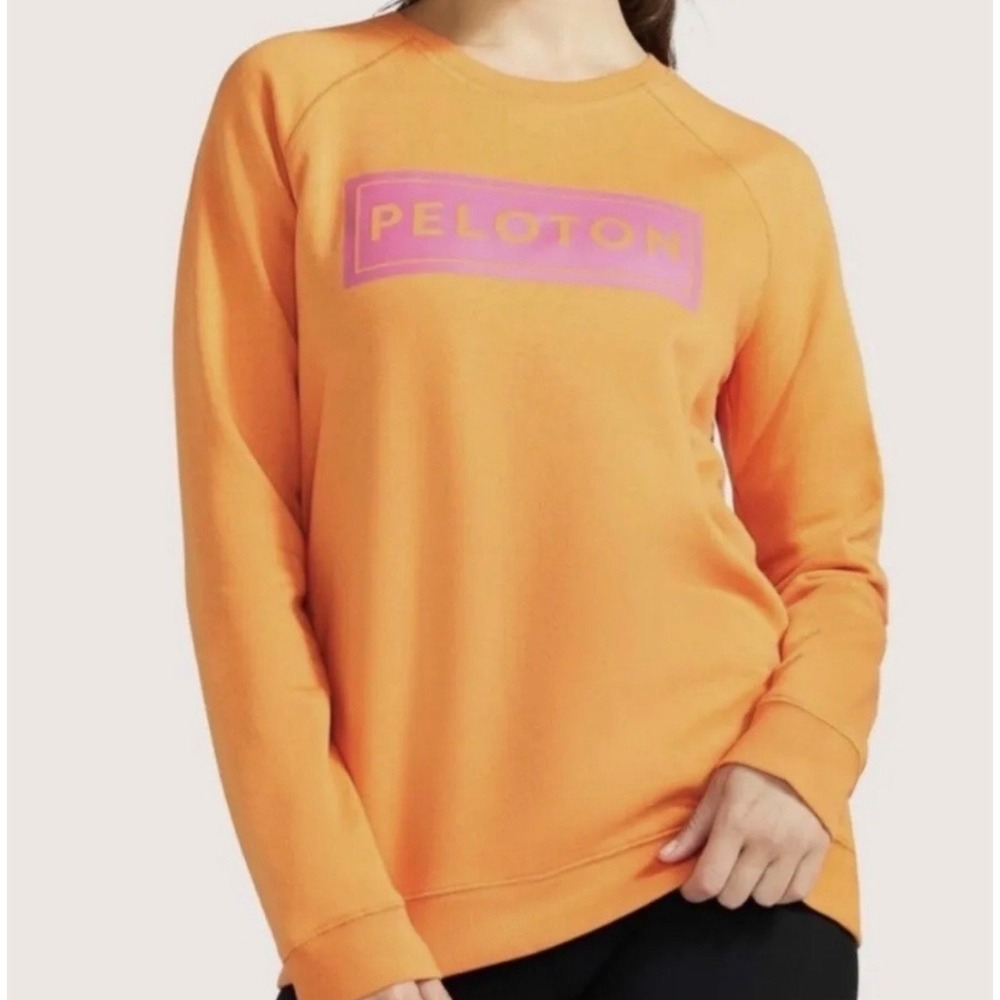 Peloton Orange Crewneck‎ Sweatshirt Pink Logo Athleisure Size M